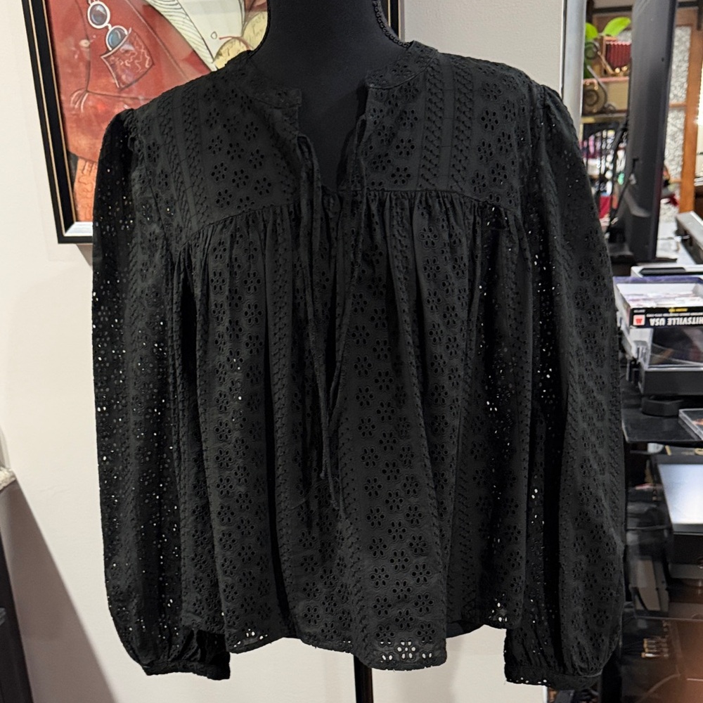 Madewell Black Eyelet Women's Top XL